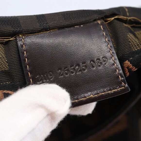 FENDI Zucca Canvas Hand Bag Black Brown Auth 148958 - Picture 10 of 16